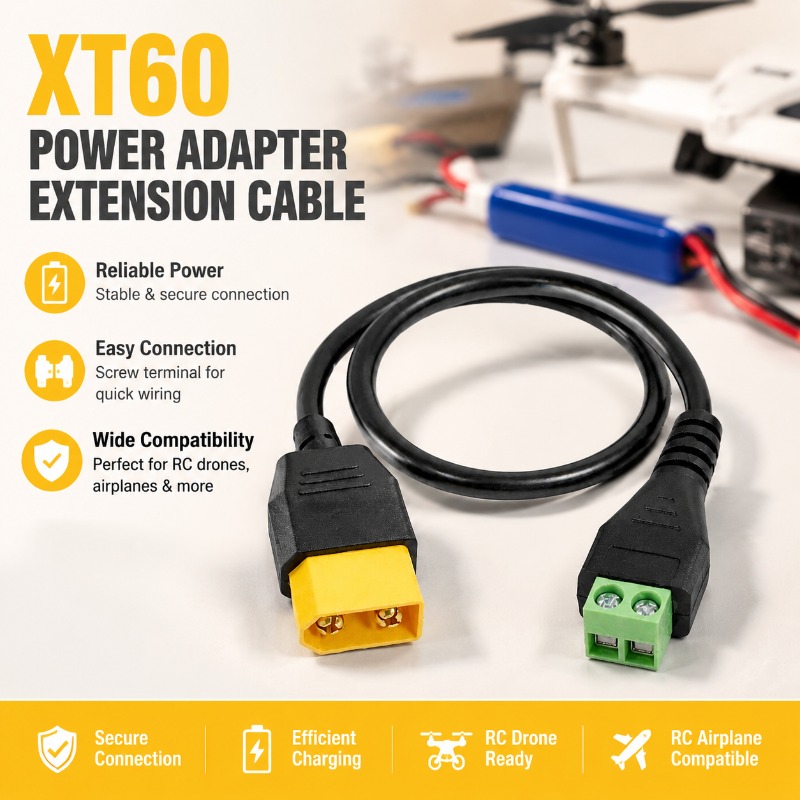 Drone Battery Connector - Cabo Adaptador XT60 Macho-Fêmea para Bloco